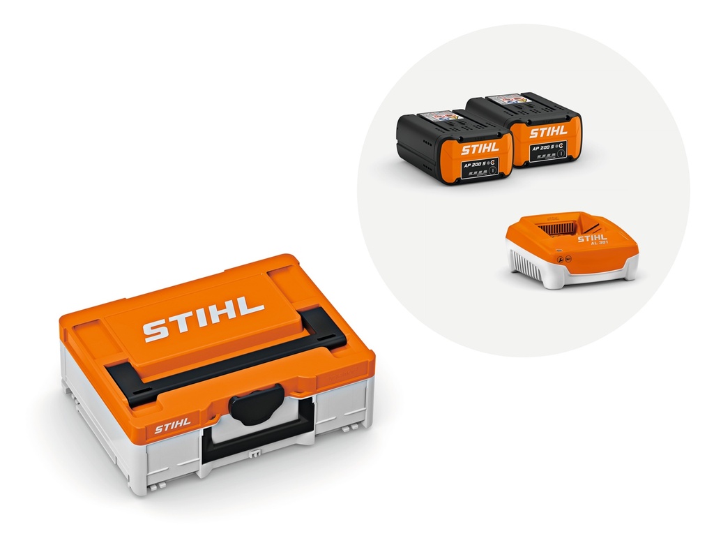Stihl Accu Power Box Basic, met 2 AP 200 S accu's en 1 AL 301 lader